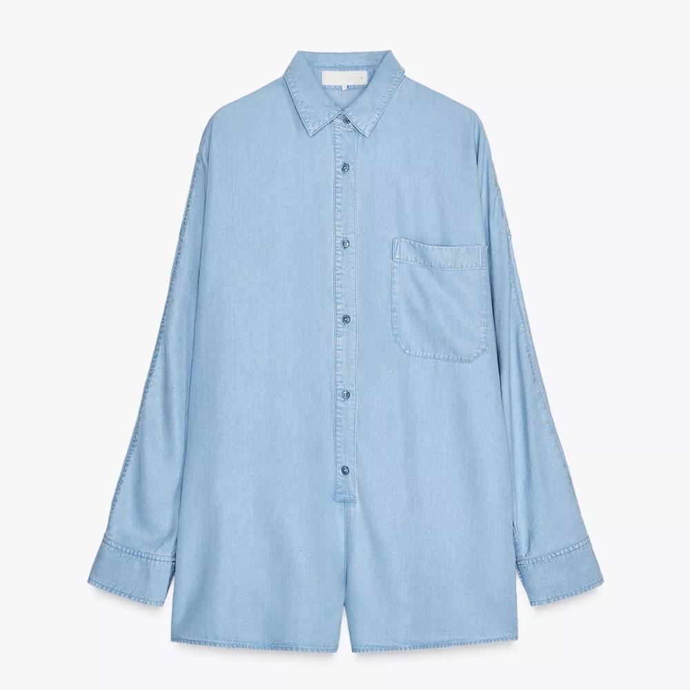 Zara Light Blue Denim Romper